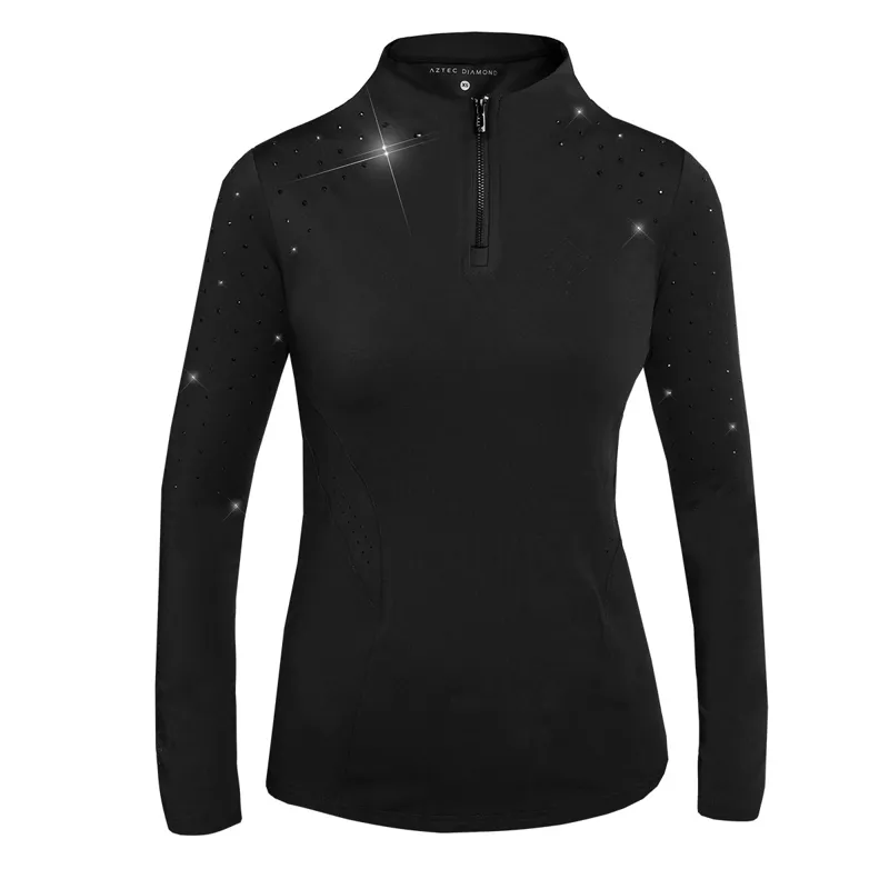 Aztec Diamond Crystal Long Sleeve Womens Base Layer - Black-2