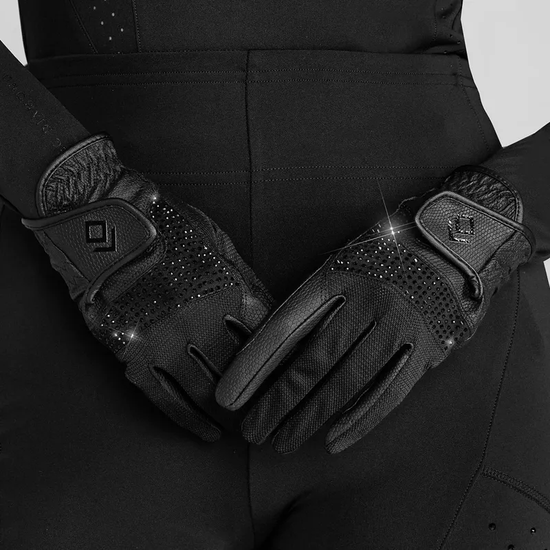 Aztec Diamond Crystal Pro Grip Gloves - Black