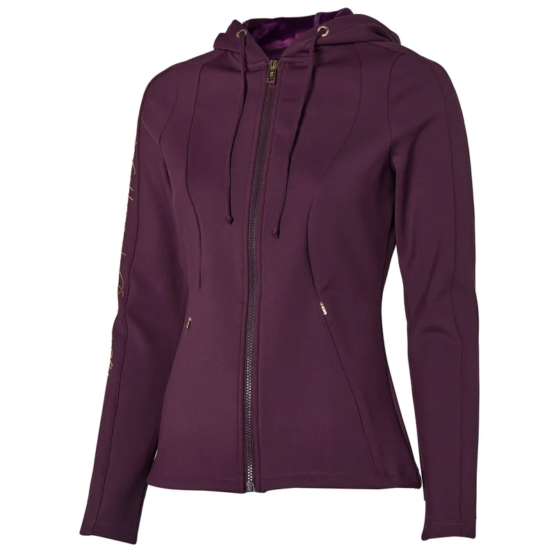 Holland Cooper Crystal Zip Womens Hoodie - Aubergine-5