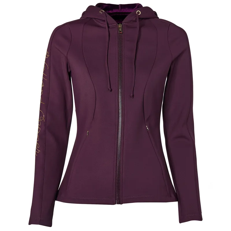 Holland Cooper Crystal Zip Womens Hoodie - Aubergine-4