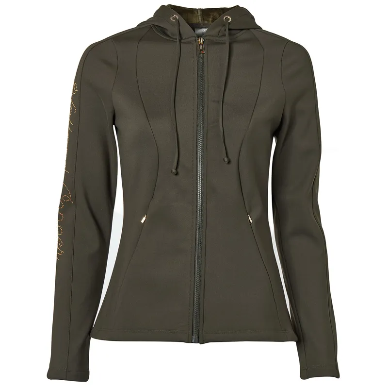 Holland Cooper Crystal Zip Ladies Hoodie - Dark Olive-9
