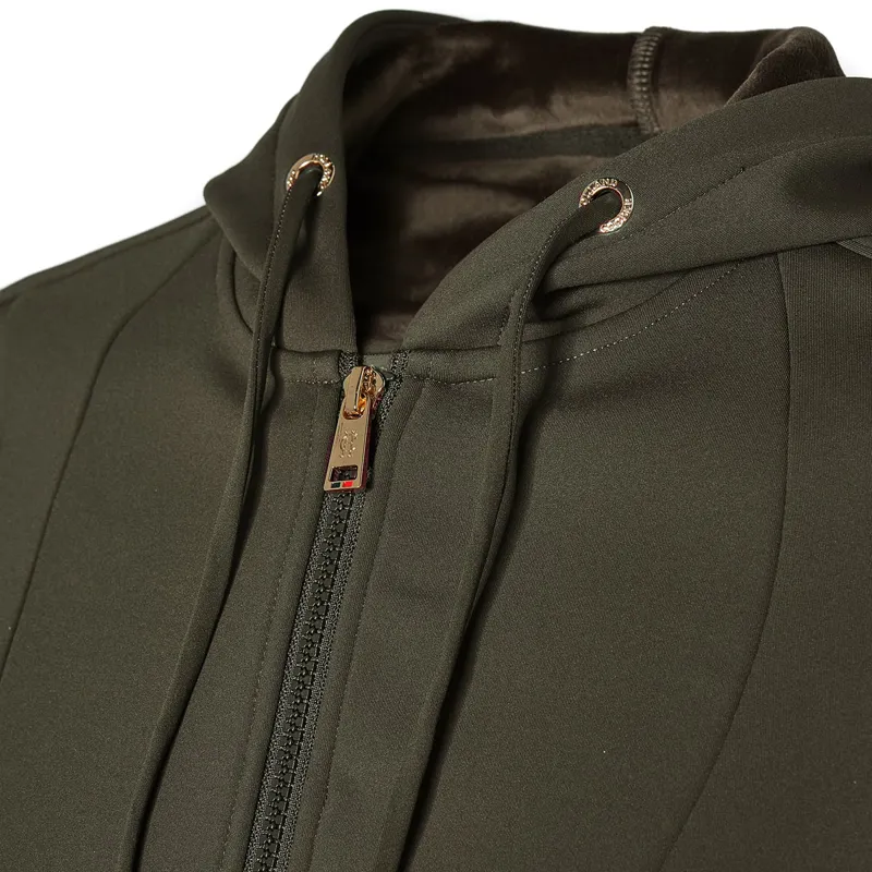 Holland Cooper Crystal Zip Ladies Hoodie - Dark Olive-8