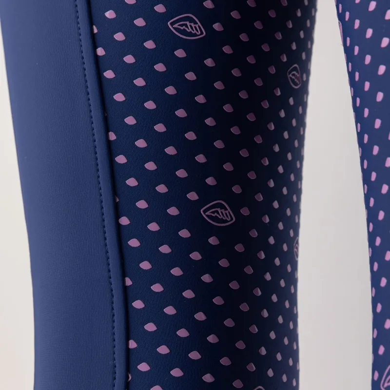 Equiline Cunix Full Grip Junior Riding Tights - Navy/Pink-2