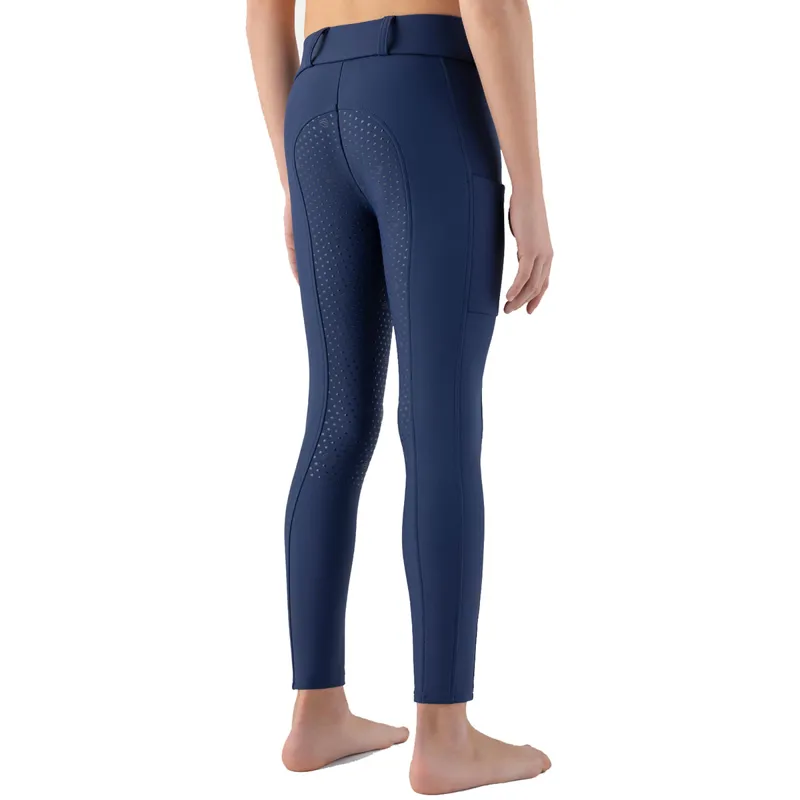 Equiline Cunix Full Grip Junior Riding Tights - Navy/White-1