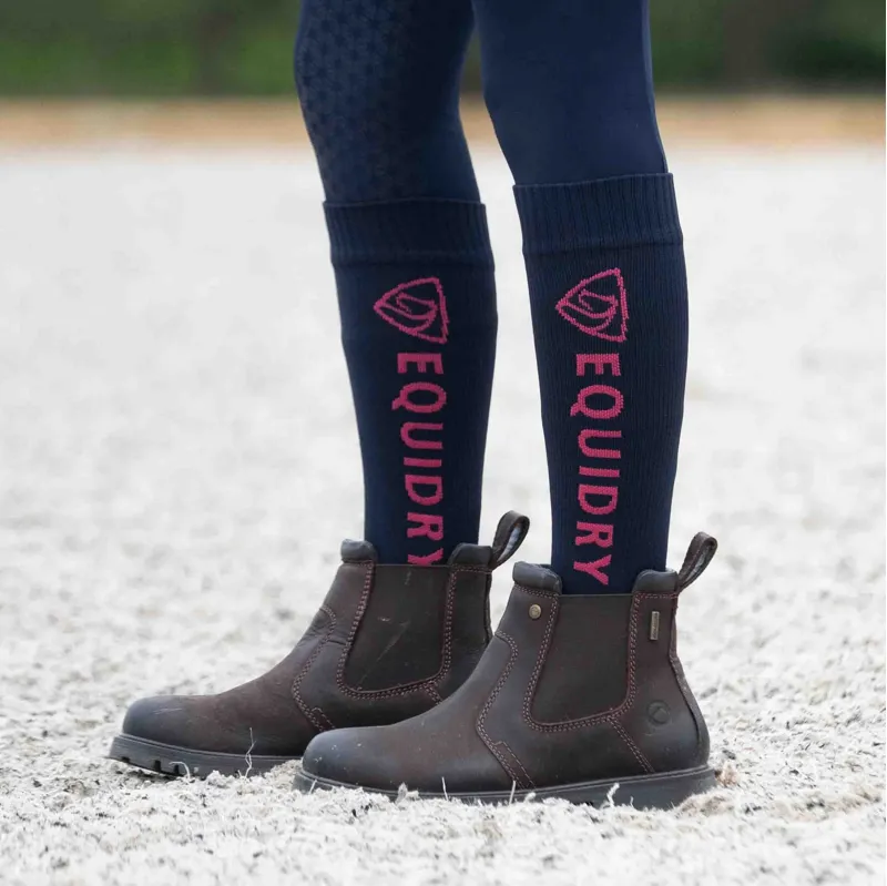 EQUIDRY Waterproof Tall Socks - Navy/Raspberry-1