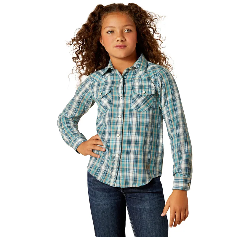 Ariat Darla Junior Girls Shirt - Aquamarine Plaid