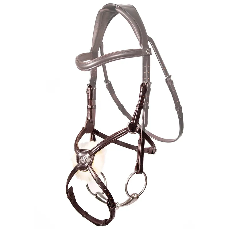 Henry James Double Buckle Grackle Noseband - Havana Brown-1