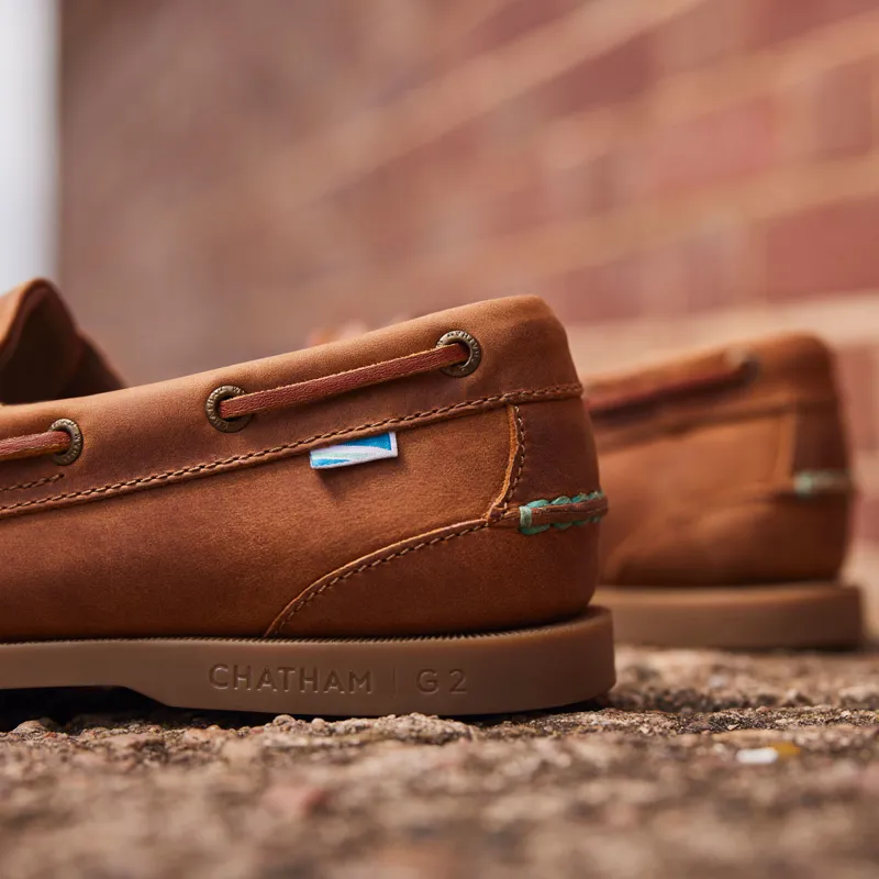 Chatham The Deck II G2 Mens Premium Leather Boat Shoes - Walnut-4