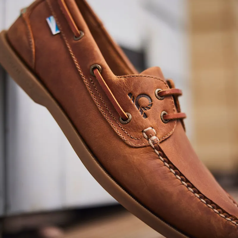 Chatham The Deck II G2 Mens Premium Leather Boat Shoes - Walnut-2