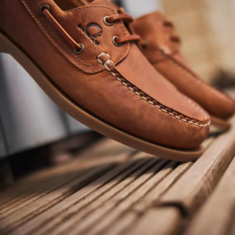 Chatham The Deck II G2 Mens Premium Leather Boat Shoes - Walnut-1