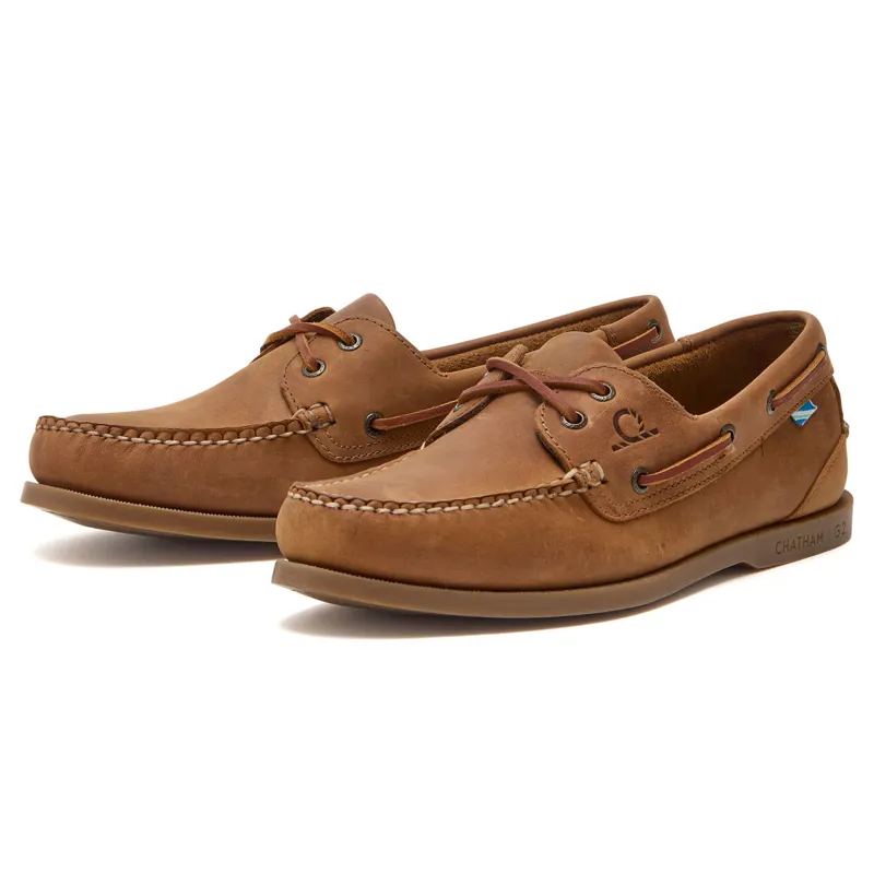 Chatham The Deck II G2 Mens Premium Leather Boat Shoes - Walnut-7