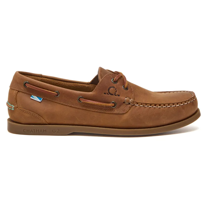 Chatham The Deck II G2 Mens Premium Leather Boat Shoes - Walnut