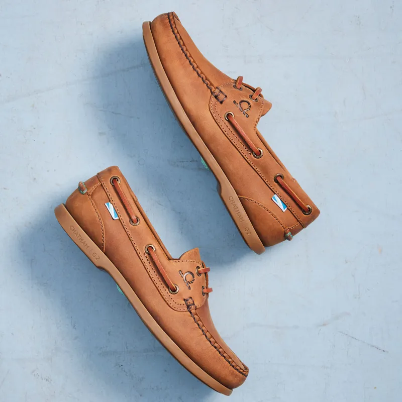 Chatham Deck Lady II G2 Ladies Premium Leather Boat Shoes - Walnut-11