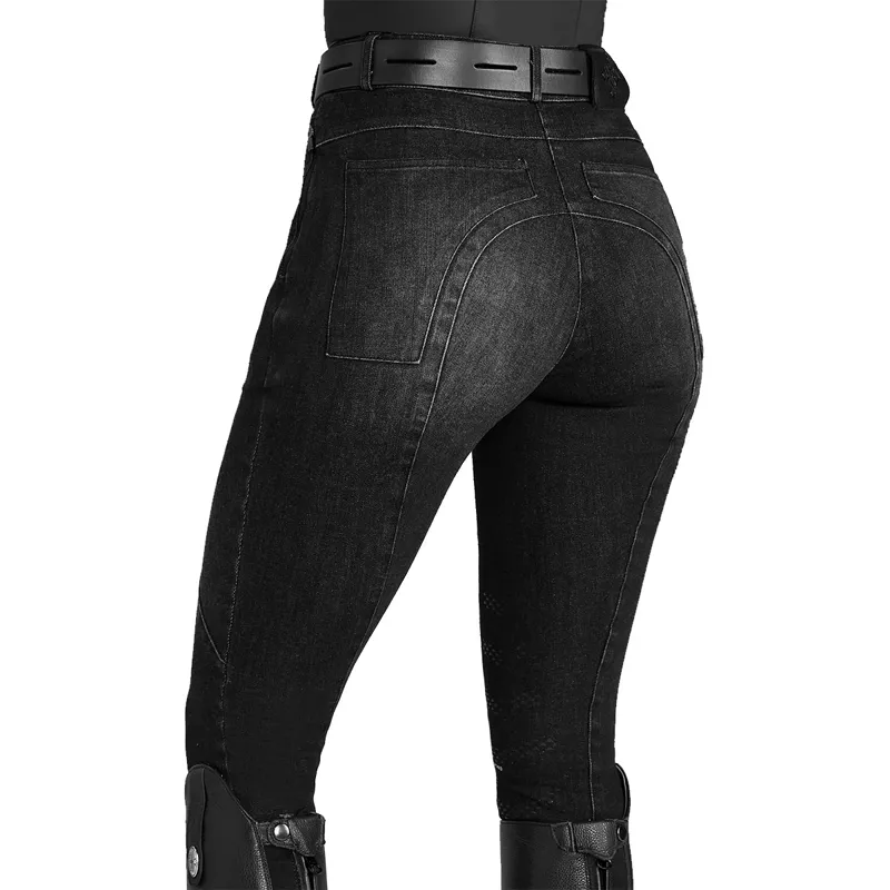 Aztec Diamond Premium Denim Knee Grip Womens Breeches - Black-3