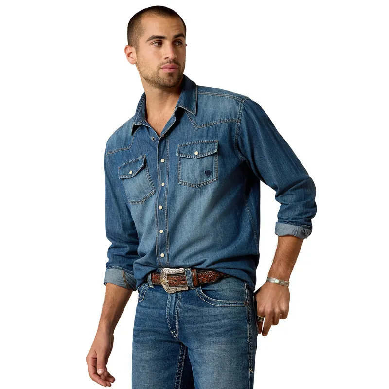 Ariat Denim Mens Retro Fit Shirt - Stone