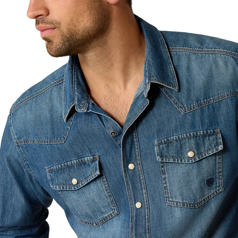 Ariat Denim Mens Retro Fit Shirt - Stone