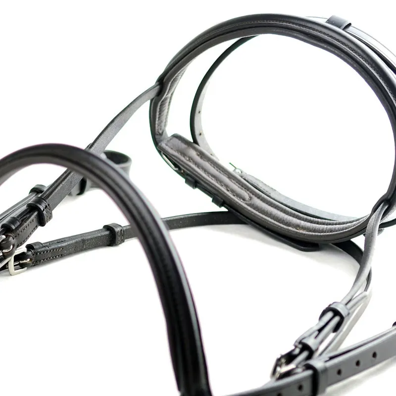 Dever Ascot Comfort Padded Flash Bridle - Black-5