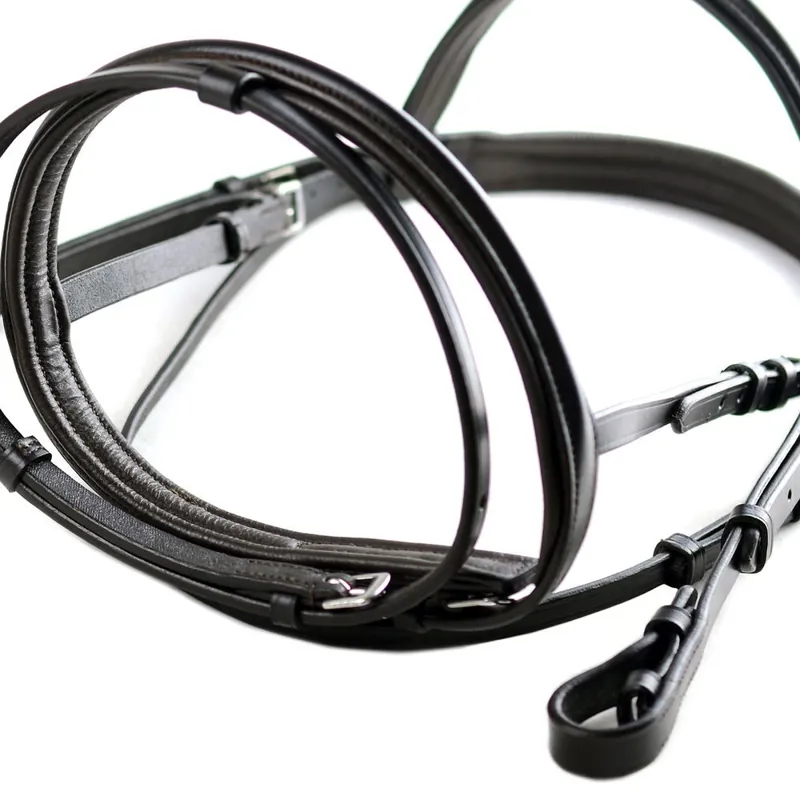 Dever Ascot Comfort Padded Flash Bridle - Black-3