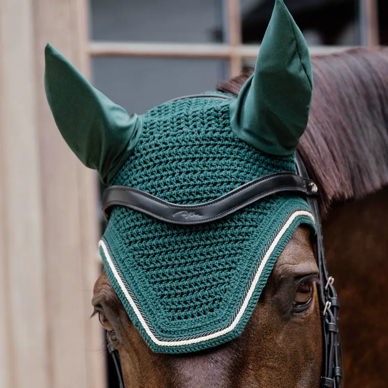 Kentucky Wellington Diamond Rope Soundless Ear Fly Veil - Pine Green