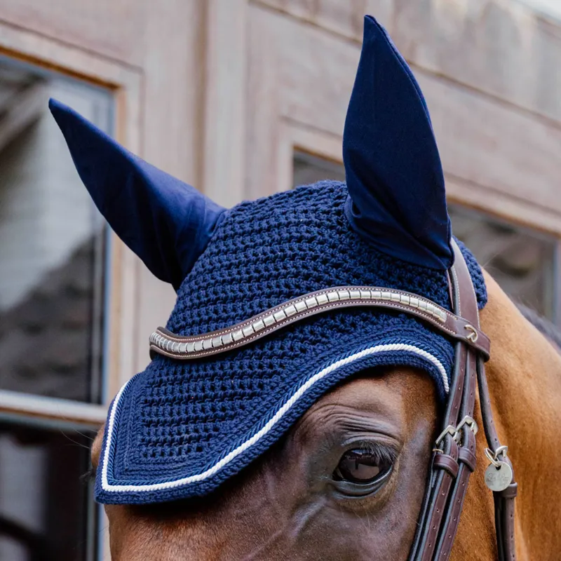 Kentucky Wellington Diamond Rope Soundless Ear Fly Veil - Navy