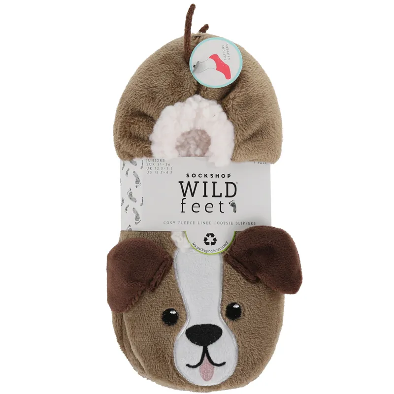 Sockshop Wild Feet Junior Footsie Slippers - Dog-1