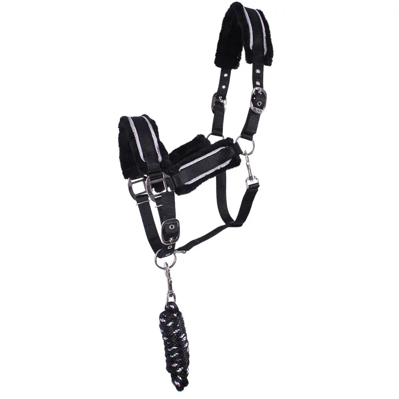 QHP Dolci Headcollar and Leadrope Set - Black/Silver