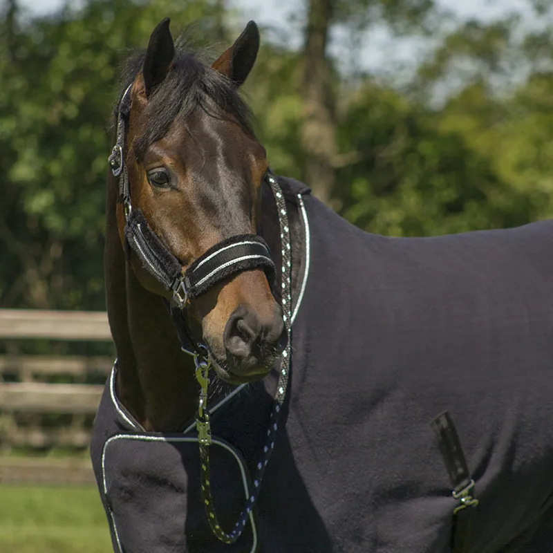 QHP Dolci Headcollar and Leadrope Set - Black/Silver-2