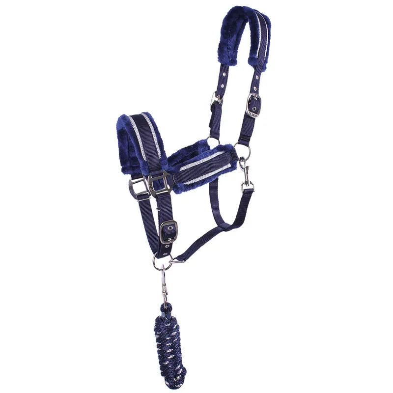 QHP Dolci Headcollar and Leadrope Set - Blue/Silver