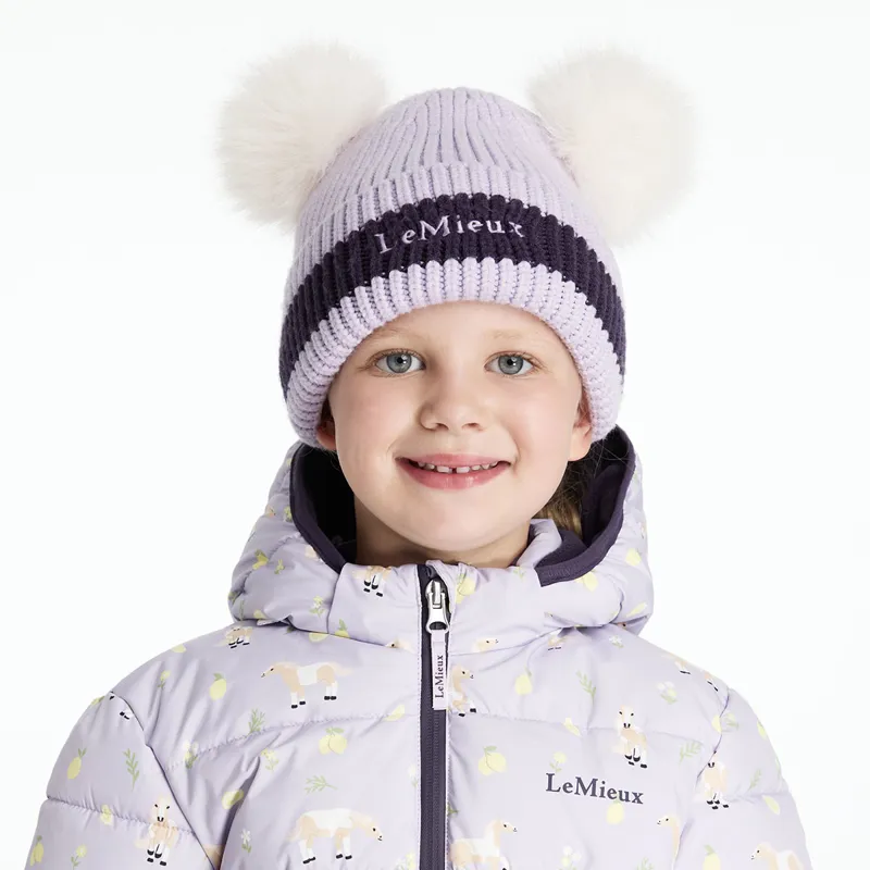 LeMieux Mini Double Pom Beanie - Lilac-3