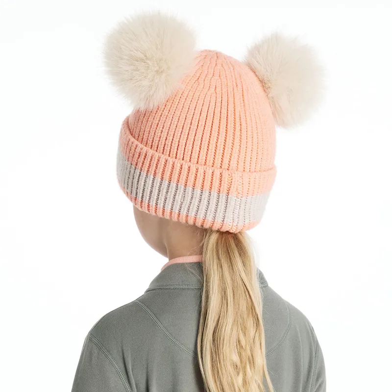 LeMieux Mini Double Pom Beanie - Peach Punch-5