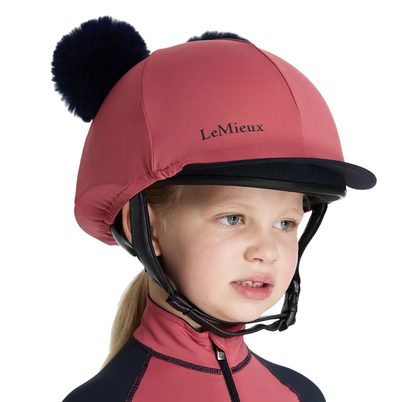 LeMieux Mini Junior Double Pom Hat Silk - Cranberry