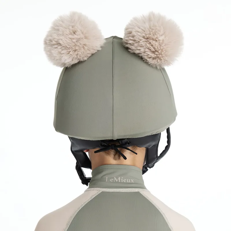 LeMieux Mini Junior Double Pom Hat Silk - Rosemary-3