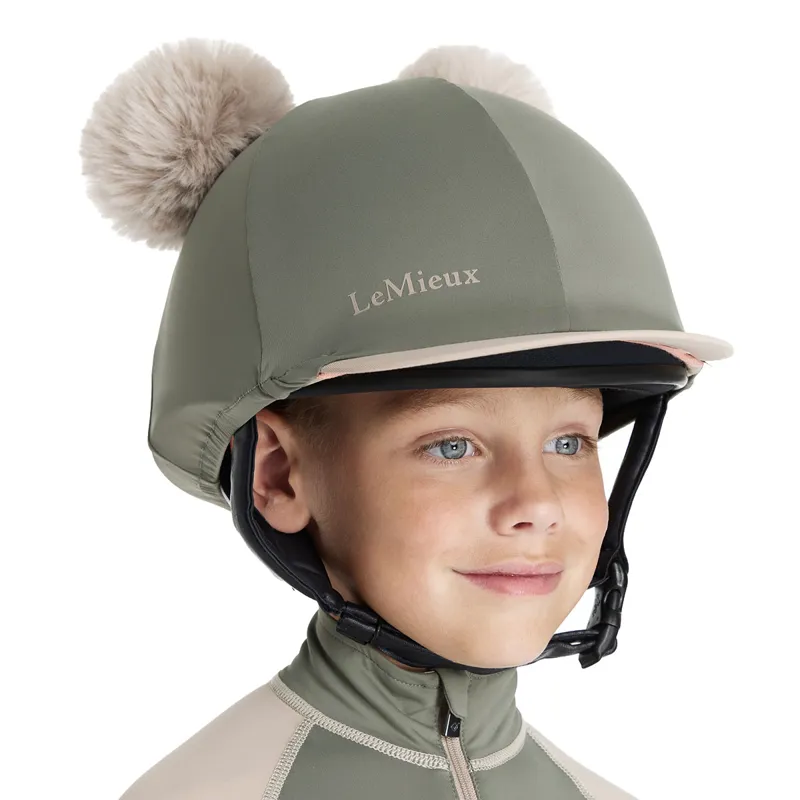 LeMieux Mini Junior Double Pom Hat Silk - Rosemary