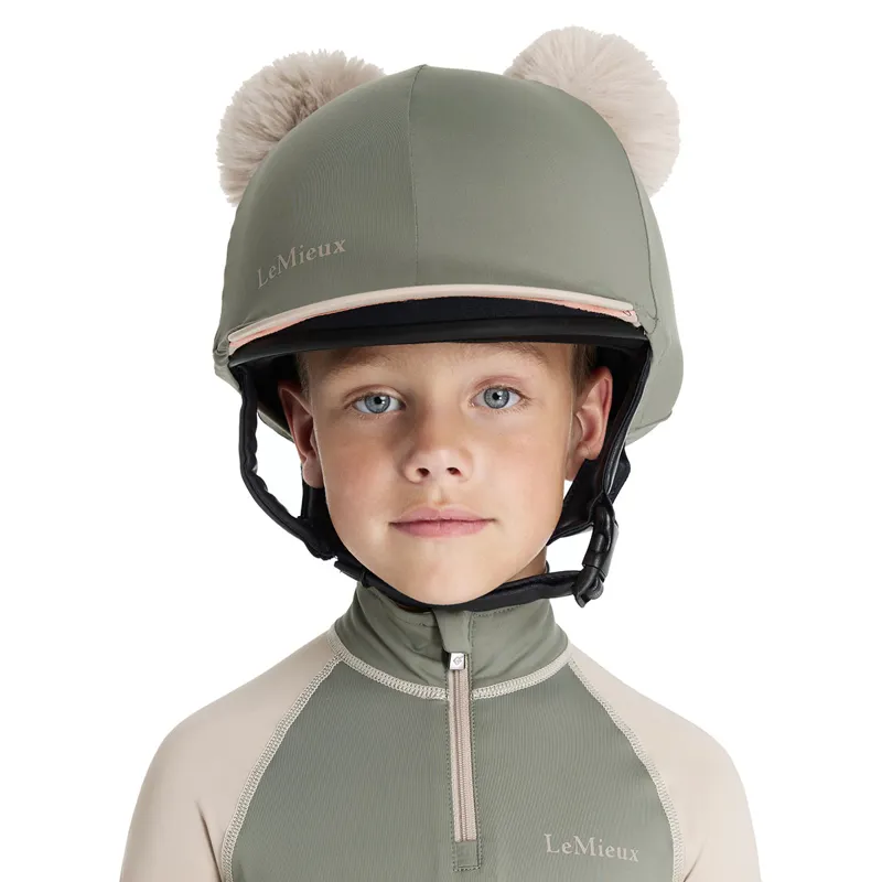 LeMieux Mini Junior Double Pom Hat Silk - Rosemary-2