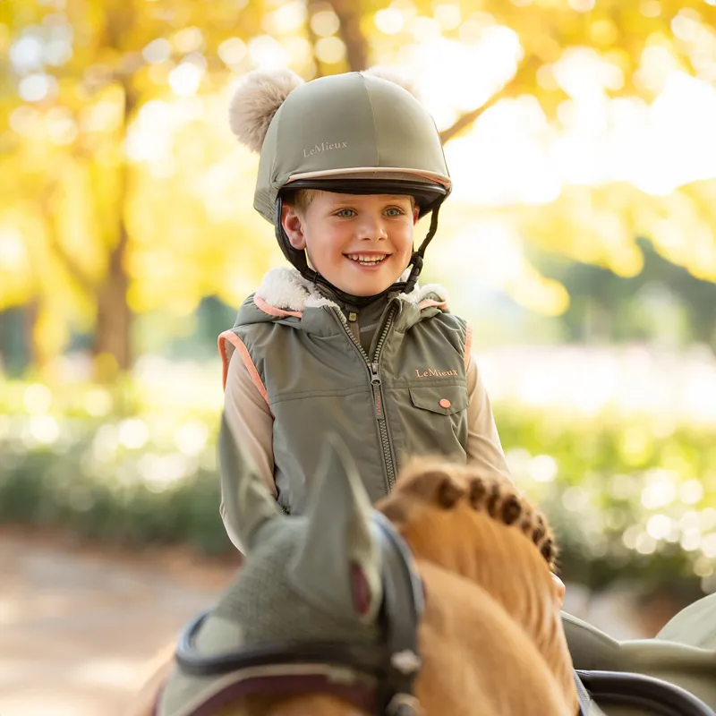 LeMieux Mini Junior Double Pom Hat Silk - Rosemary-1