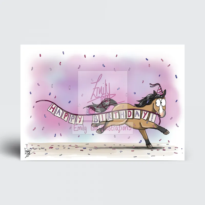 Emily Cole Pony Happy Birthday Card - Dun