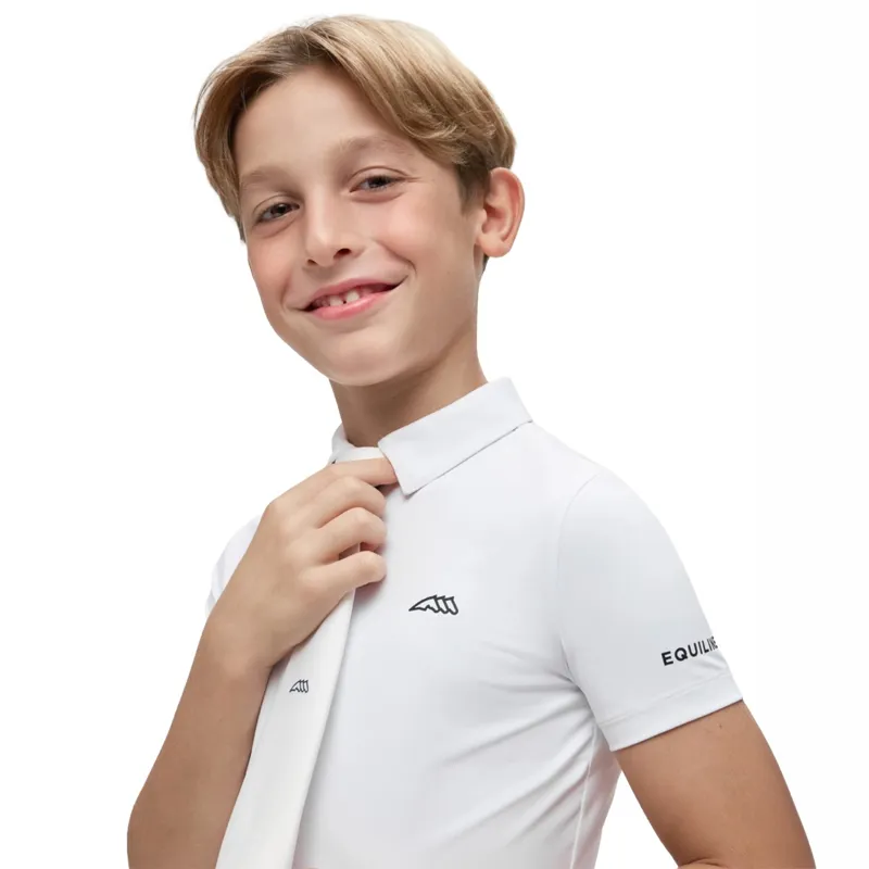 Equiline Junior Boys Short Sleeve Show Shirt - White-2