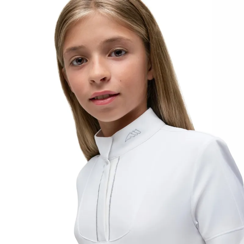 Equiline Junior Girls Short Sleeve Show Shirt - White-2