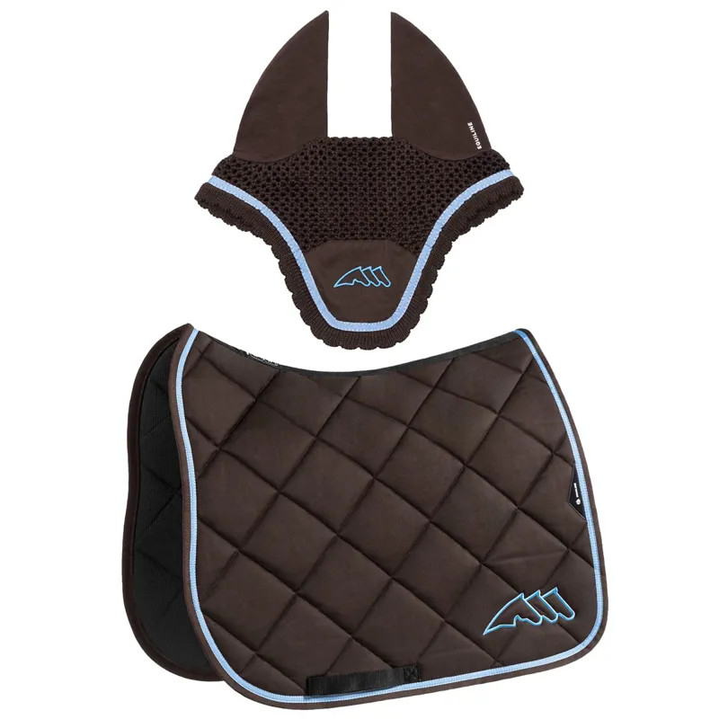 Equiline EQCHROMA Dressage Saddlecloth and Ear Net Set - Brown