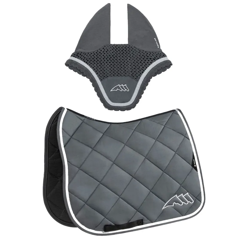 Equiline EQCHROMA Dressage Saddlecloth and Ear Net Set - Grey