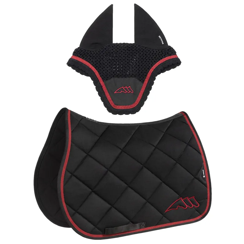 Equiline EQCHROMA Jump Saddlecloth and Ear Net Set - Black