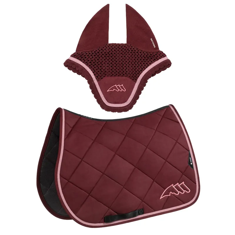 Equiline EQCHROMA Jump Saddlecloth and Ear Net Set - Burgandy