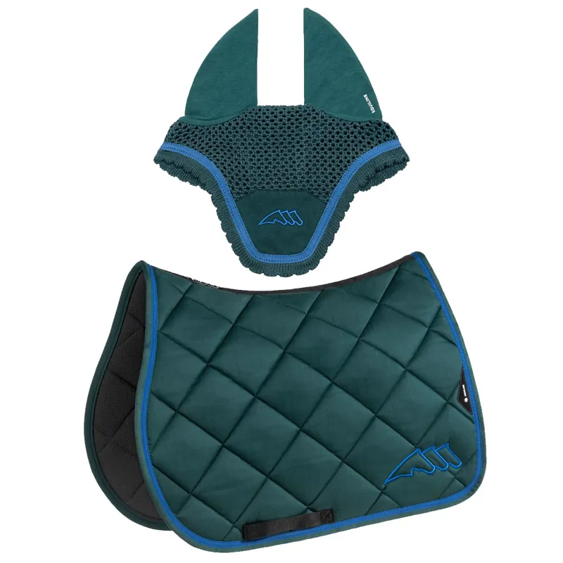 Equiline EQCHROMA Jump Saddlecloth and Ear Net Set - Bottle Green