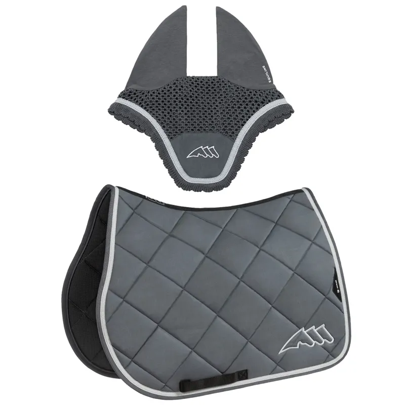 Equiline EQCHROMA Jump Saddlecloth and Ear Net Set - Grey