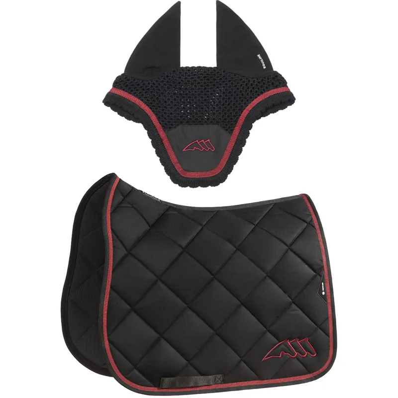 Equiline EQCHROMA Dressage Saddlecloth and Ear Net Set - Black