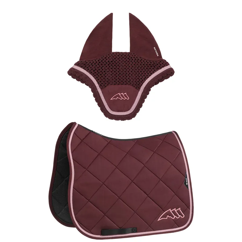 Equiline EQCHROMA Dressage Saddlecloth and Ear Net Set - Burgundy