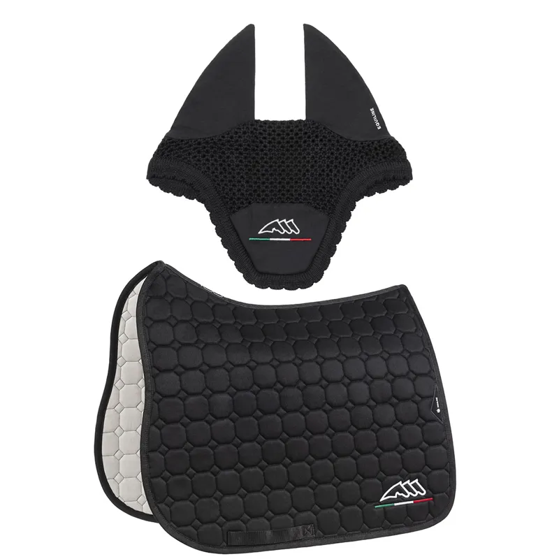 Equiline EQFLAGGY Dressage Saddlecloth and Eat Net Set - Black