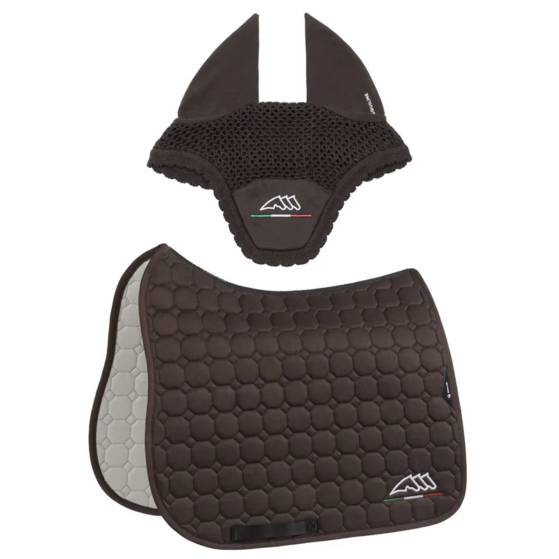 Equiline EQFLAGGY Dressage Saddlecloth and Eat Net Set - Brown