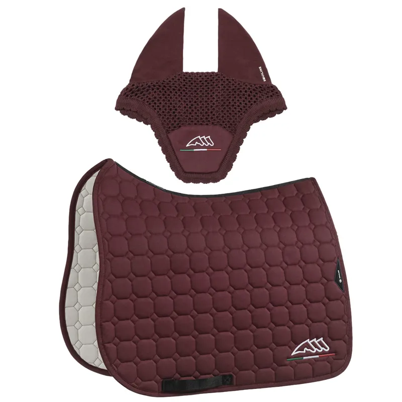 Equiline EQFLAGGY Dressage Saddlecloth and Eat Net Set - Burgundy