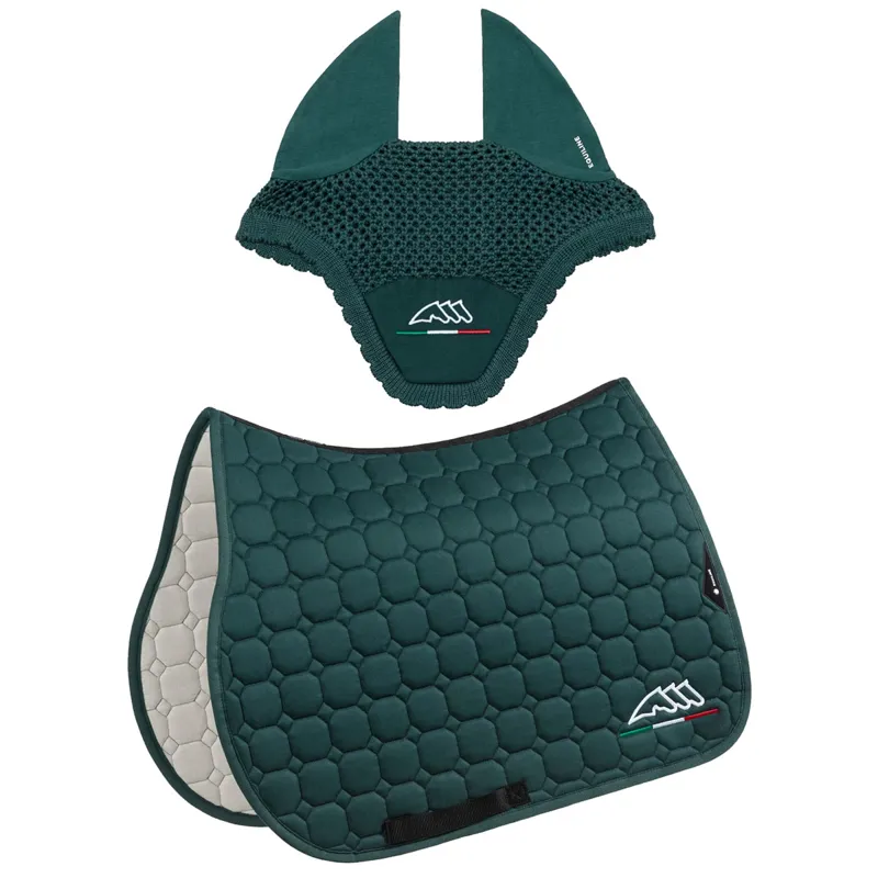 Equiline EQFLAGGY Jump Saddlecloth and Eat Net Set - Bottle Green